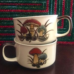 Vintage mushroom coffee mugs